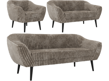 Zestaw PIRS 3+2+1 - jasnobrązowy, sztruks - nóżki,  czarny