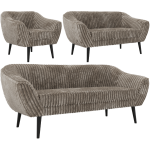 Zestaw PIRS 3+2+1 - jasnobrązowy, sztruks - nóżki,  czarny