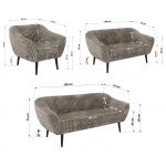 Zestaw PIRS 3+2+1 - jasnobrązowy, sztruks - nóżki,  czarny