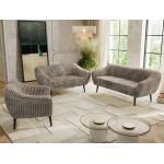 Zestaw PIRS 3+2+1 - jasnobrązowy, sztruks - nóżki,  czarny