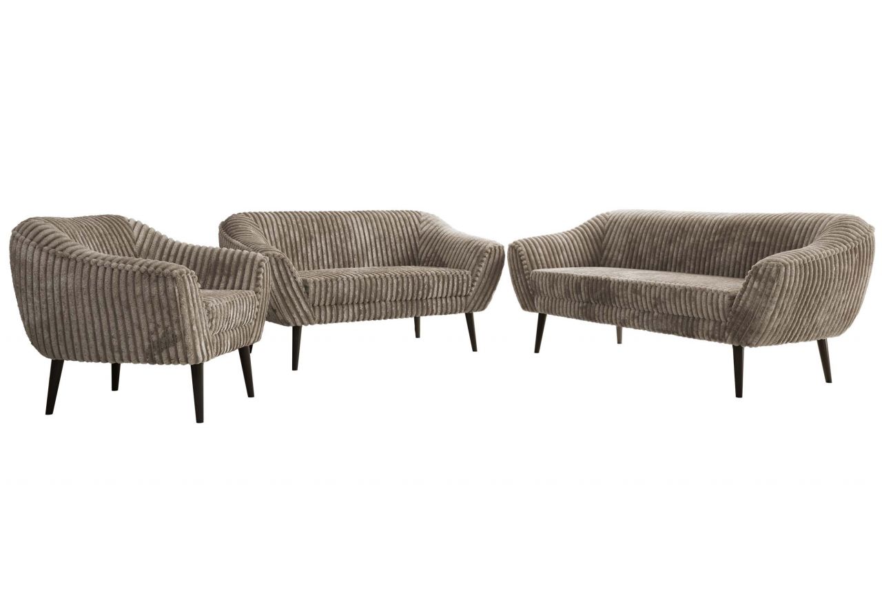 Zestaw PIRS 3+2+1 - jasnobrązowy, sztruks - nóżki,  czarny