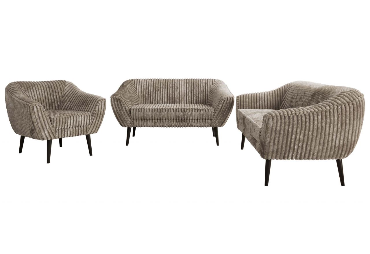 Zestaw PIRS 3+2+1 - jasnobrązowy, sztruks - nóżki,  czarny