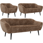 Zestaw PIRS 3+2+1 - brązowy, sztruks - nóżki,  czarny