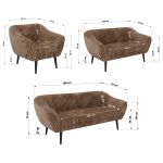 Zestaw PIRS 3+2+1 - brązowy, sztruks - nóżki,  czarny