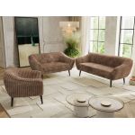 Zestaw PIRS 3+2+1 - brązowy, sztruks - nóżki,  czarny