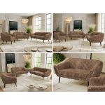 Zestaw PIRS 3+2+1 - brązowy, sztruks - nóżki,  czarny