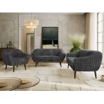 Zestaw PIRS 3+2+1 - szary, sztruks - nóżki,  czarny