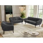 Zestaw PIRS 3+2+1 - szary, sztruks - nóżki,  czarny