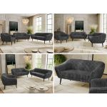 Zestaw PIRS 3+2+1 - szary, sztruks - nóżki,  czarny