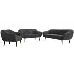 Zestaw PIRS 3+2+1 - szary, sztruks - nóżki,  czarny