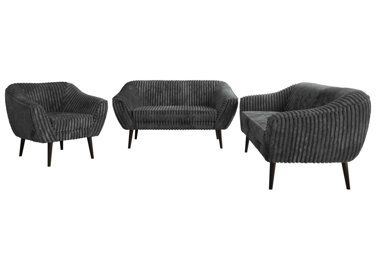 Zestaw PIRS 3+2+1 - szary, sztruks - nóżki,  czarny