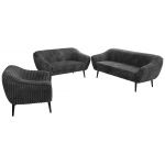 Zestaw PIRS 3+2+1 - szary, sztruks - nóżki,  czarny