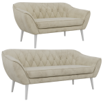 Zestaw PIRS 3+2 - kremowy, welwet - nóżki,  biały