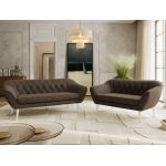 Zestaw PIRS 3+2 - brązowy, welwet - nóżki,  biały