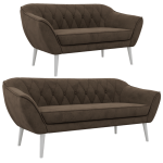 Zestaw PIRS 3+2 - brązowy, welwet - nóżki,  biały