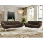 Zestaw PIRS 3+2 - brązowy, welwet - nóżki,  biały