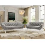 Zestaw PIRS 3+2 - jasnoszary, welwet - nóżki,  biały