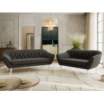 Zestaw PIRS 3+2 - ciemnoszary, welwet - nóżki,  biały