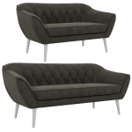 Zestaw PIRS 3+2 - ciemnoszary, welwet - nóżki,  biały