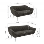 Zestaw PIRS 3+2 - ciemnoszary, welwet - nóżki,  biały