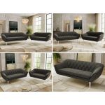 Zestaw PIRS 3+2 - ciemnoszary, welwet - nóżki,  biały