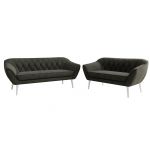 Zestaw PIRS 3+2 - ciemnoszary, welwet - nóżki,  biały