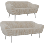 Zestaw PIRS 3+2 - beżowy, sztruks - nóżki,  biały