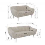 Zestaw PIRS 3+2 - beżowy, sztruks - nóżki,  biały