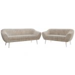 Zestaw PIRS 3+2 - beżowy, sztruks - nóżki,  biały