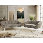 Zestaw PIRS 3+2 - jasnobrązowy, sztruks - nóżki,  biały