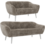 Zestaw PIRS 3+2 - jasnobrązowy, sztruks - nóżki,  biały