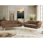 Zestaw PIRS 3+2 - brązowy, sztruks - nóżki,  biały