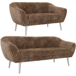 Zestaw PIRS 3+2 - brązowy, sztruks - nóżki,  biały