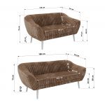 Zestaw PIRS 3+2 - brązowy, sztruks - nóżki,  biały