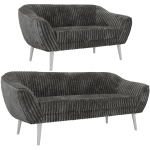 Zestaw PIRS 3+2 - szary, sztruks - nóżki,  biały