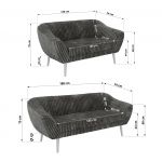 Zestaw PIRS 3+2 - szary, sztruks - nóżki,  biały