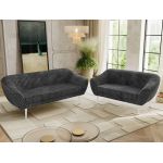 Zestaw PIRS 3+2 - szary, sztruks - nóżki,  biały