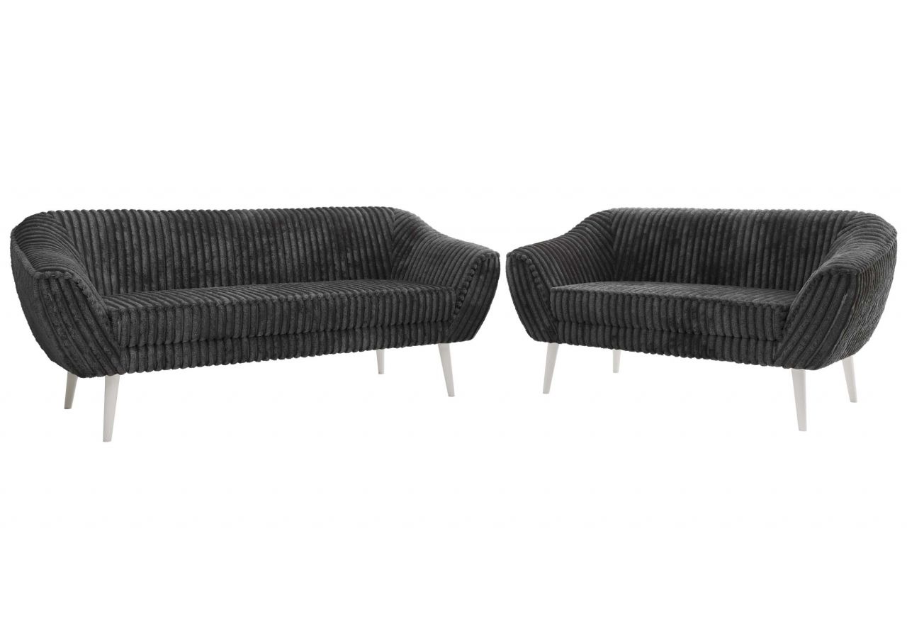 Zestaw PIRS 3+2 - szary, sztruks - nóżki,  biały