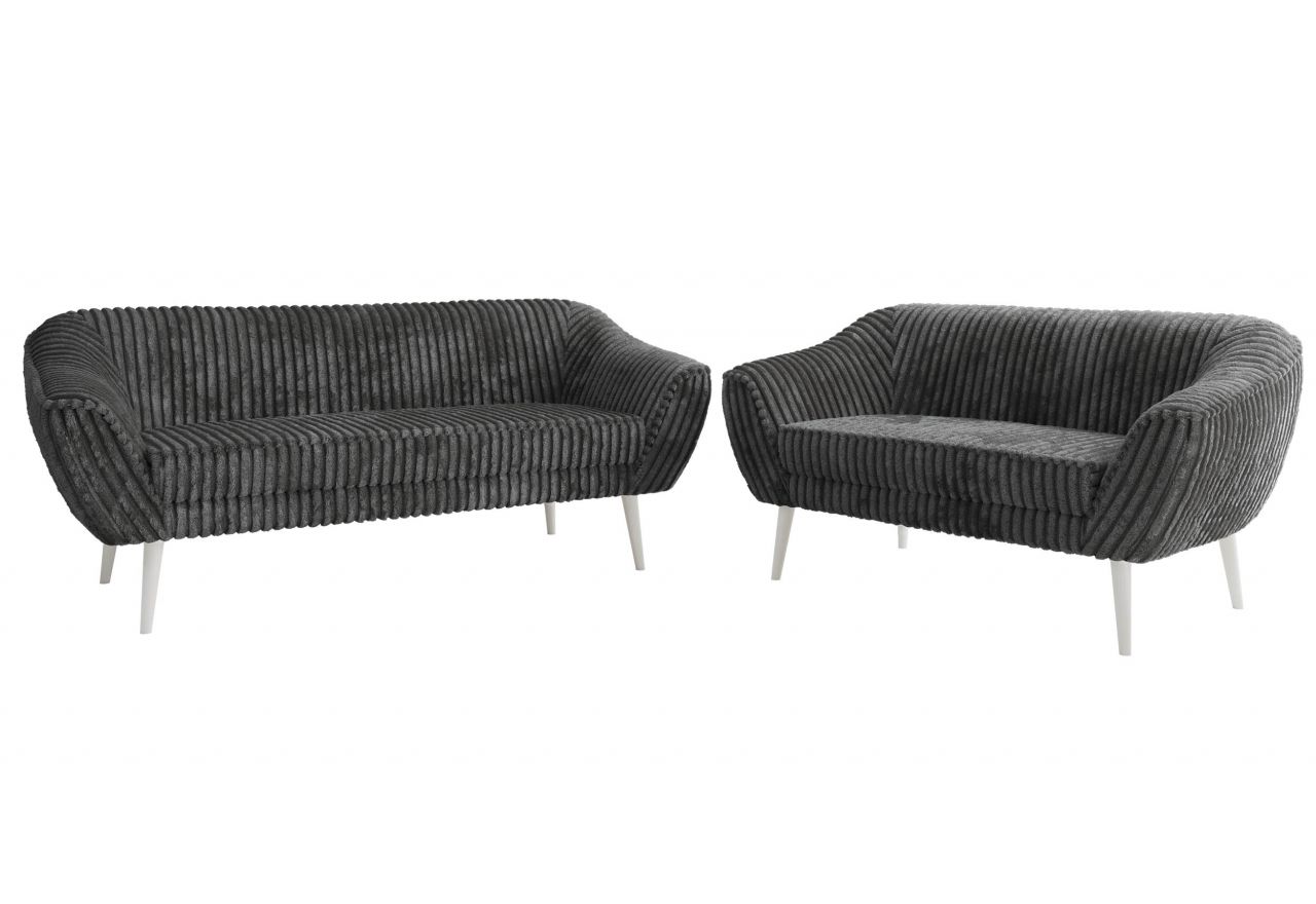 Zestaw PIRS 3+2 - szary, sztruks - nóżki,  biały