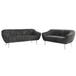 Zestaw PIRS 3+2 - szary, sztruks - nóżki,  biały