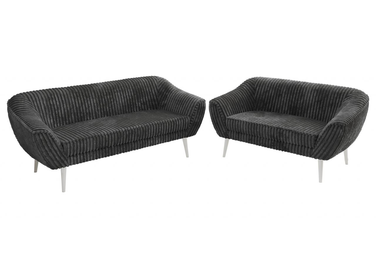 Zestaw PIRS 3+2 - szary, sztruks - nóżki,  biały