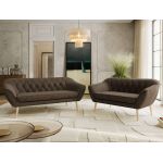 Zestaw PIRS 3+2 - brązowy, welwet - nóżki,  buk