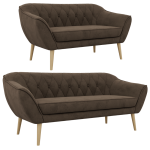 Zestaw PIRS 3+2 - brązowy, welwet - nóżki,  buk