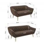 Zestaw PIRS 3+2 - brązowy, welwet - nóżki,  buk