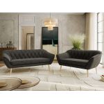 Zestaw PIRS 3+2 - ciemnoszary, welwet - nóżki,  buk