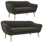 Zestaw PIRS 3+2 - ciemnoszary, welwet - nóżki,  buk