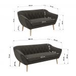 Zestaw PIRS 3+2 - ciemnoszary, welwet - nóżki,  buk