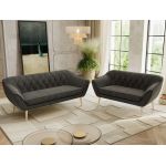 Zestaw PIRS 3+2 - ciemnoszary, welwet - nóżki,  buk