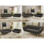 Zestaw PIRS 3+2 - ciemnoszary, welwet - nóżki,  buk