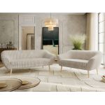 Zestaw PIRS 3+2 - beżowy, sztruks - nóżki,  buk